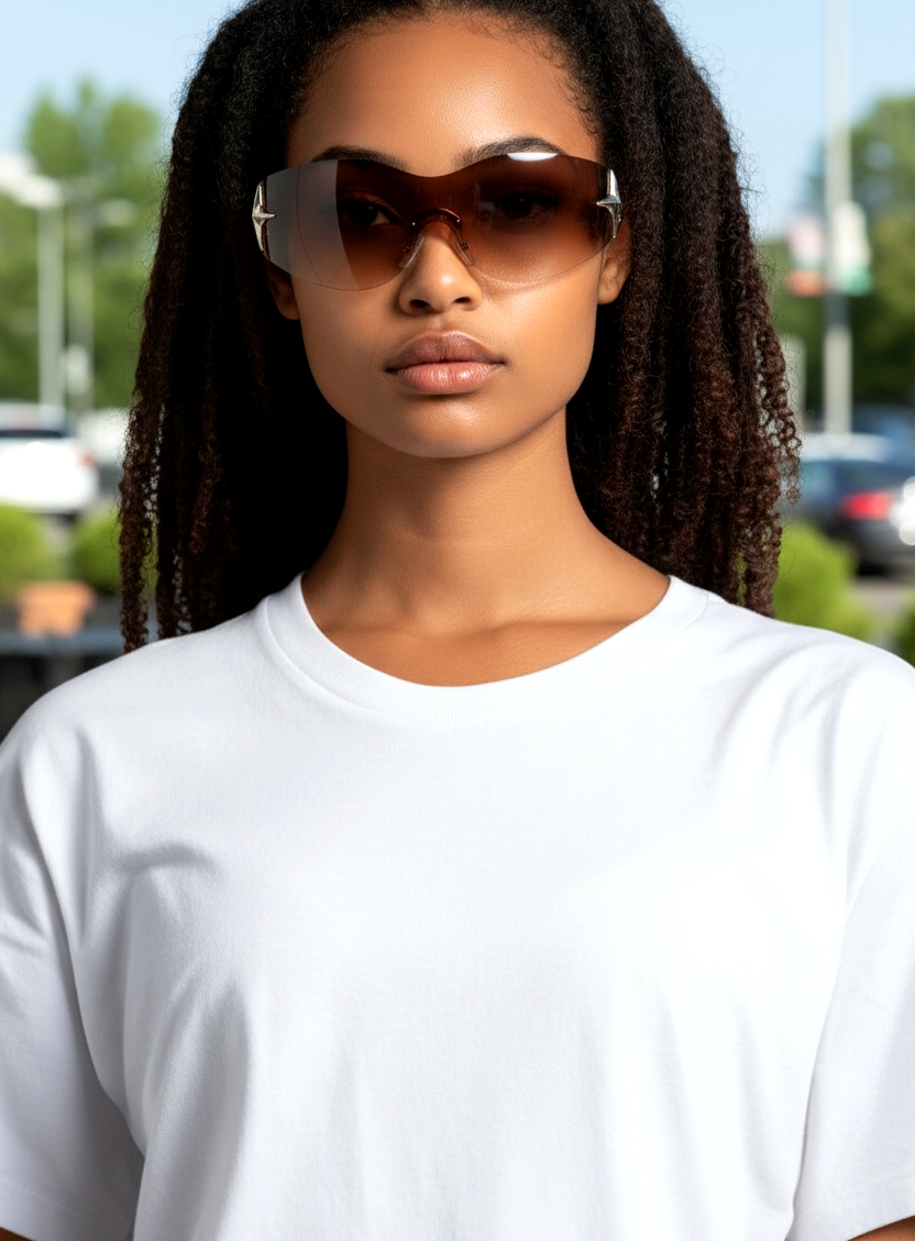 Wrap-Around Rimless Star Sunglasses