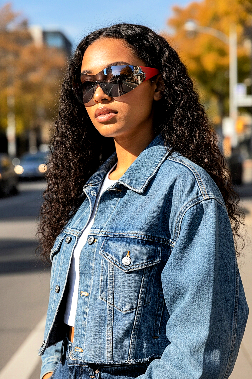 Wrap-Around Rimless Star Sunglasses