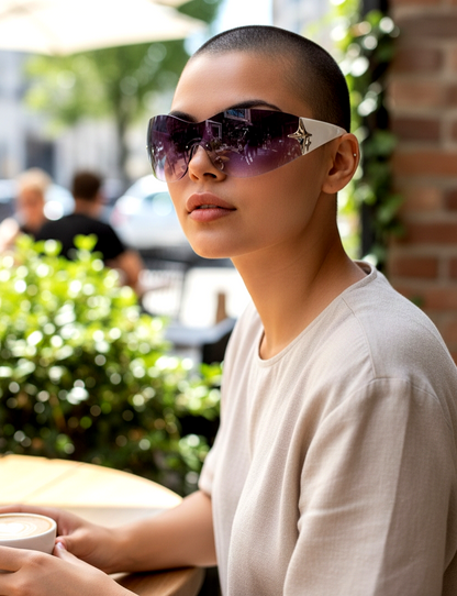 Wrap-Around Rimless Star Sunglasses