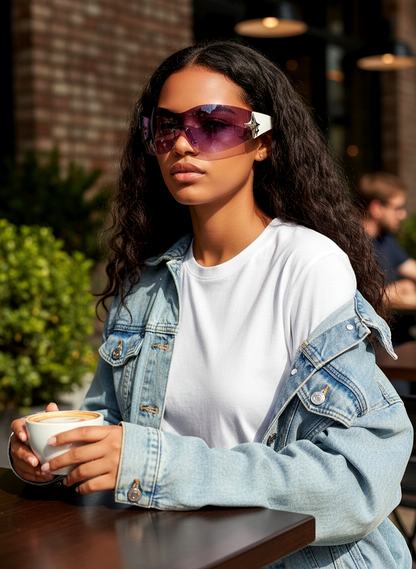 Wrap-Around Rimless Star Sunglasses