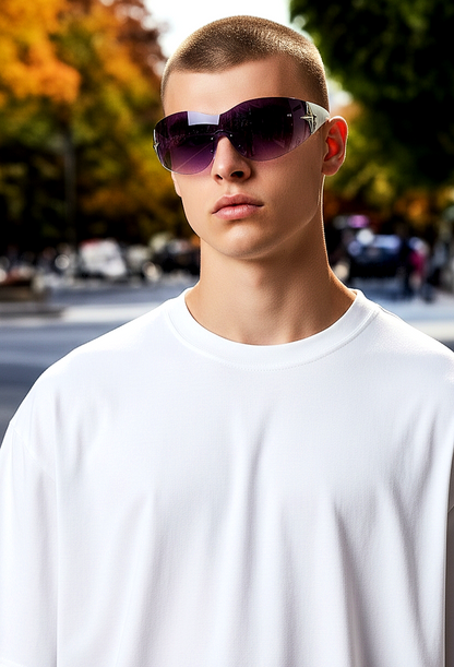 Wrap-Around Rimless Star Sunglasses