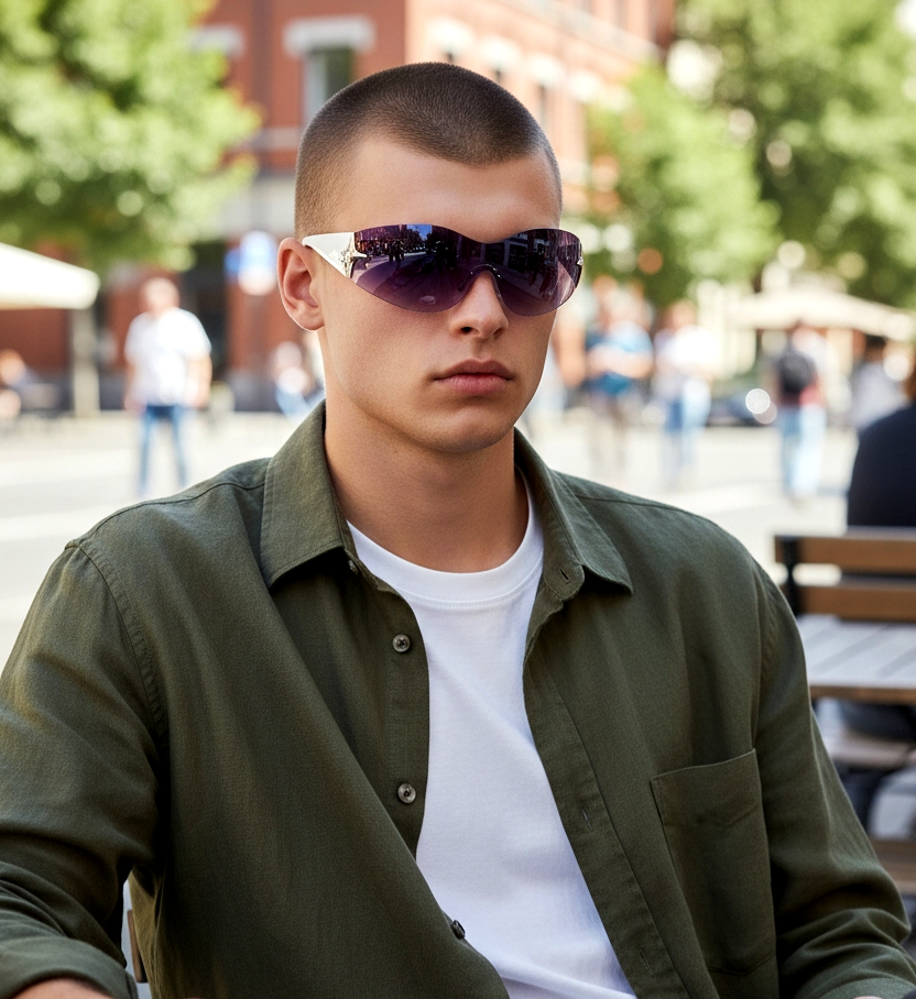 Wrap-Around Rimless Star Sunglasses