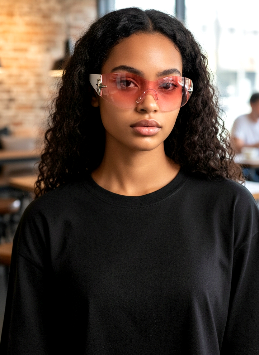 Wrap-Around Rimless Star Sunglasses
