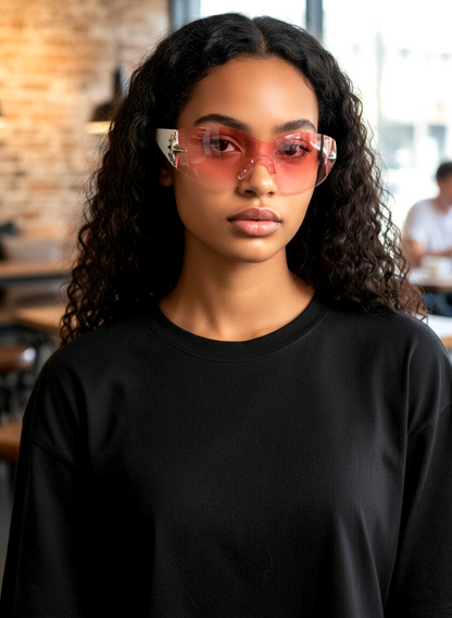 Wrap-Around Rimless Star Sunglasses
