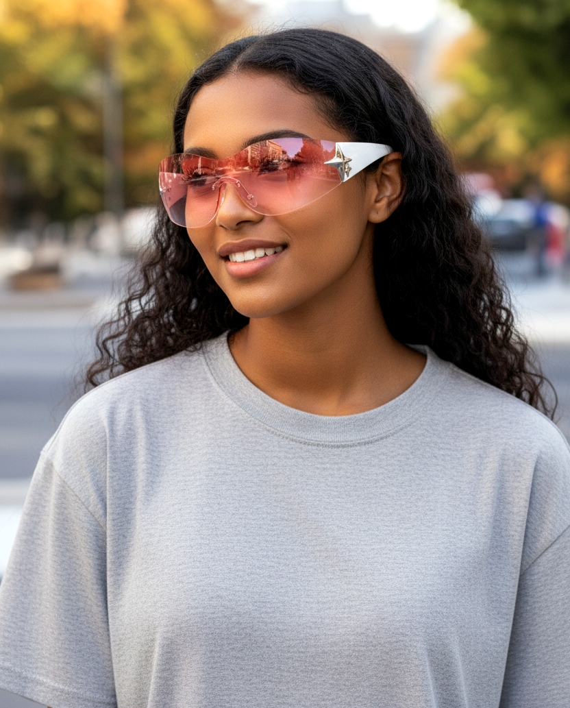 Wrap-Around Rimless Star Sunglasses