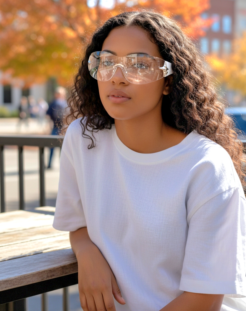 Wrap-Around Rimless Star Sunglasses