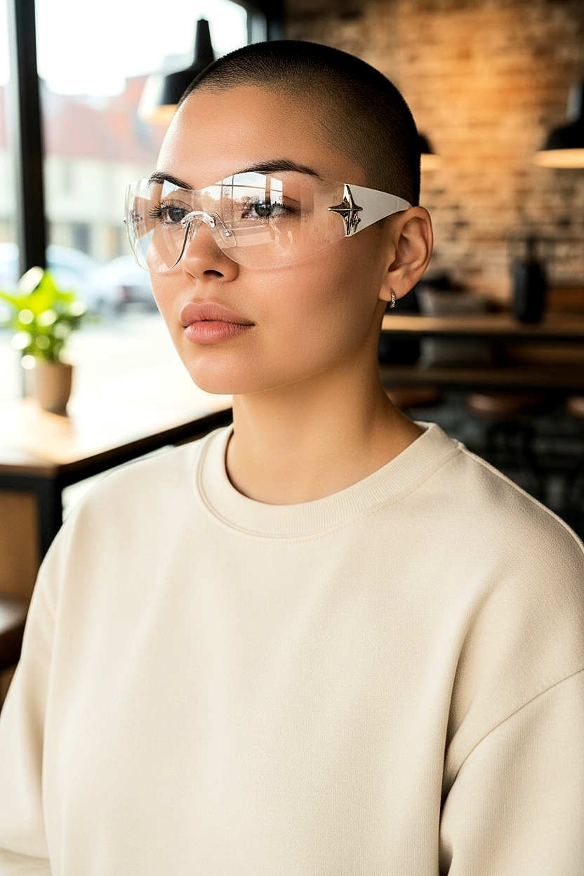 Wrap-Around Rimless Star Sunglasses