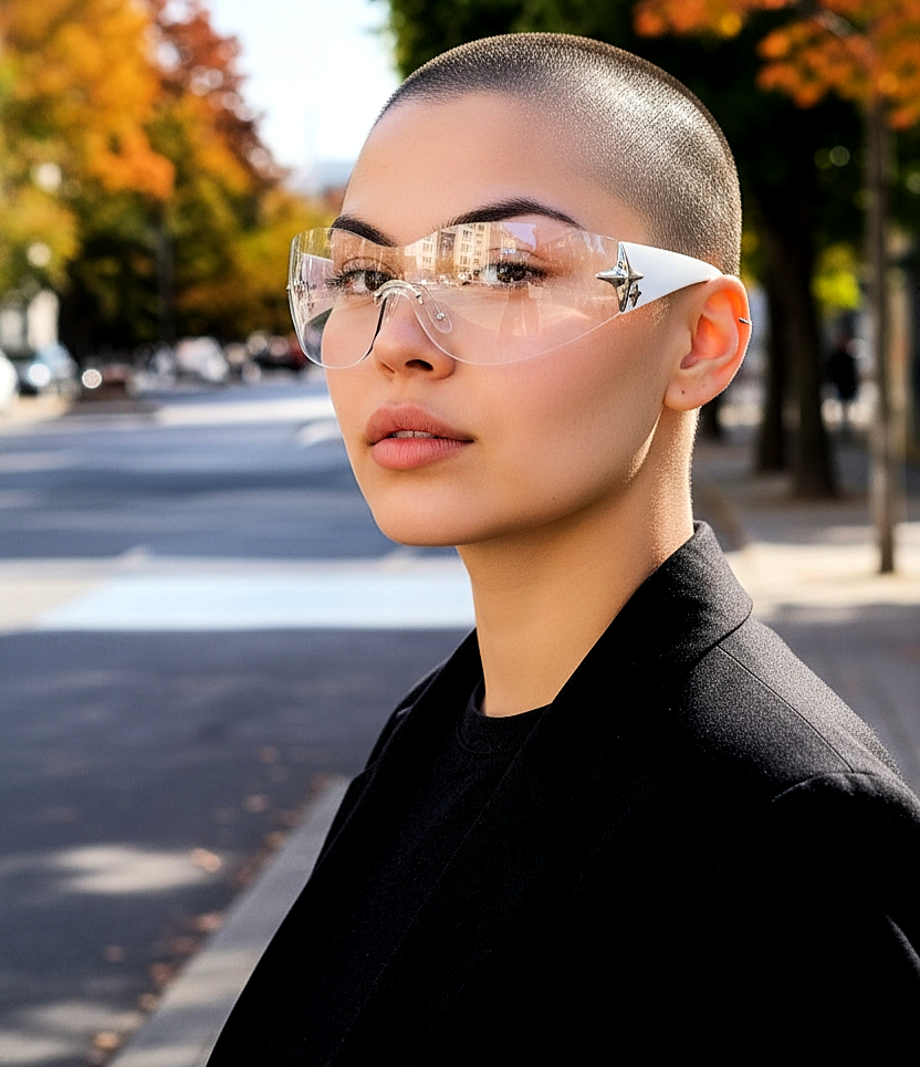 Wrap-Around Rimless Star Sunglasses