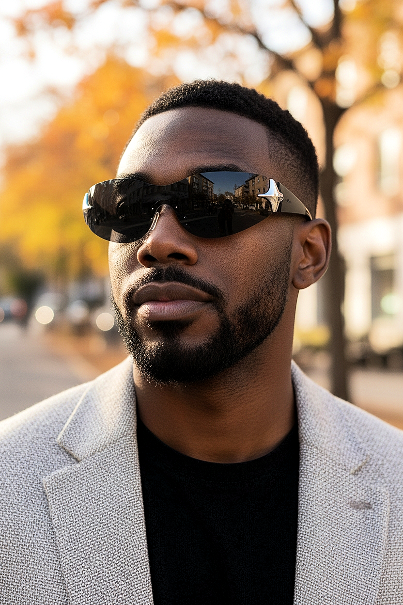 Wrap-Around Rimless Star Sunglasses