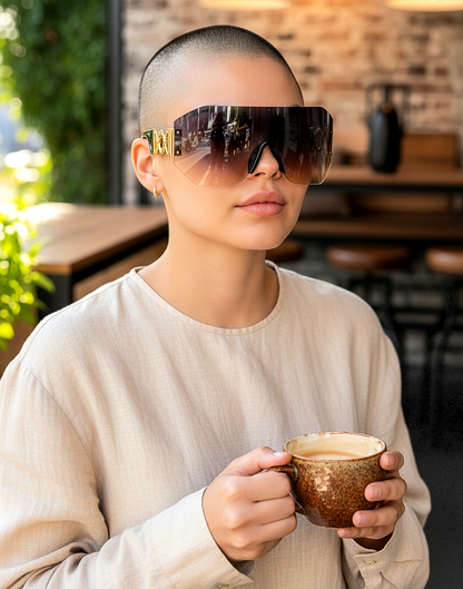 Bold Futuristic Oversized Rimless Sunglasses