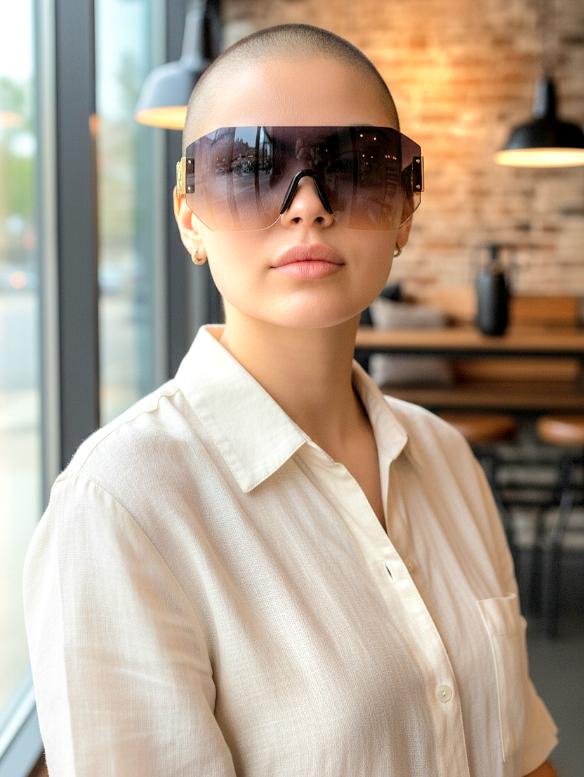 Bold Futuristic Oversized Rimless Sunglasses