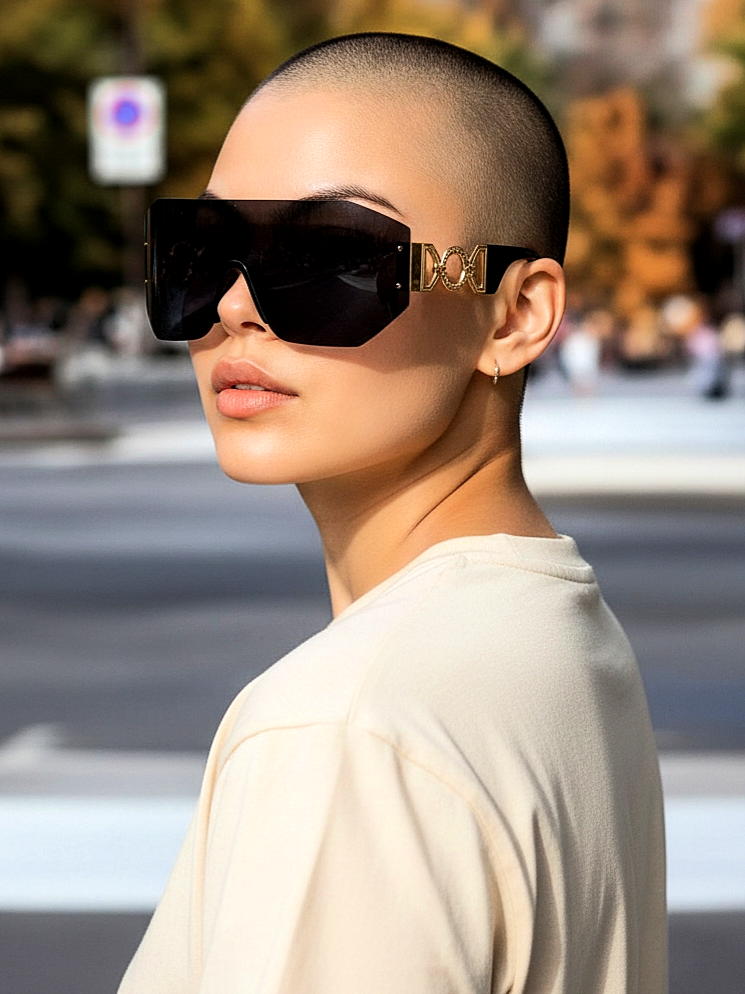 Bold Futuristic Oversized Rimless Sunglasses