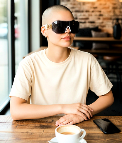 Bold Futuristic Oversized Rimless Sunglasses