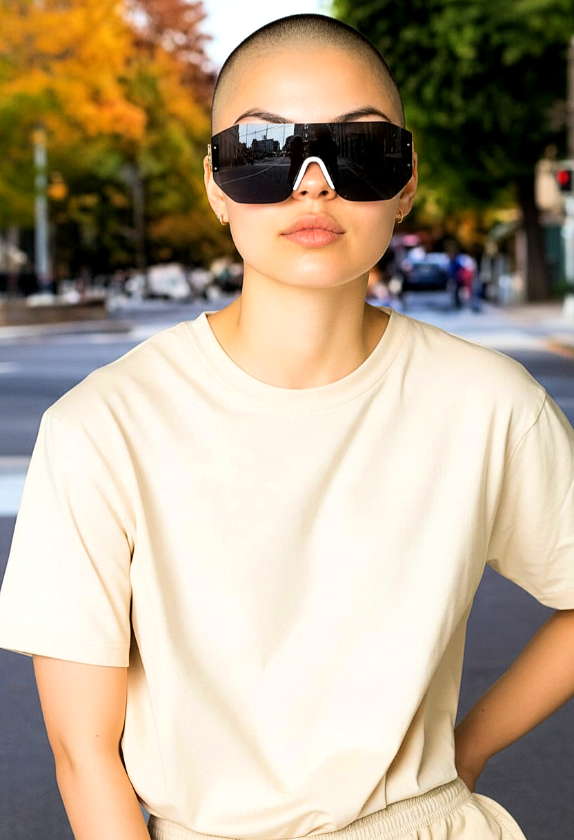 Bold Futuristic Oversized Rimless Sunglasses