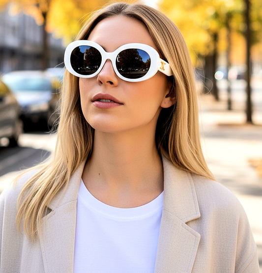 Small Oval-Frame Acetate Sunglasses