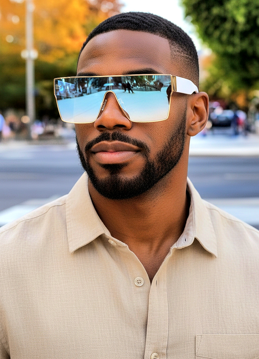 Vintage Rectangular Wrap Sunglasses