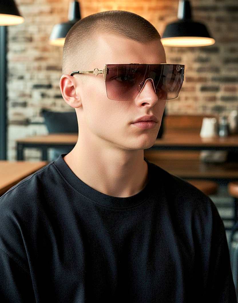 Vintage Rectangular Wrap Sunglasses