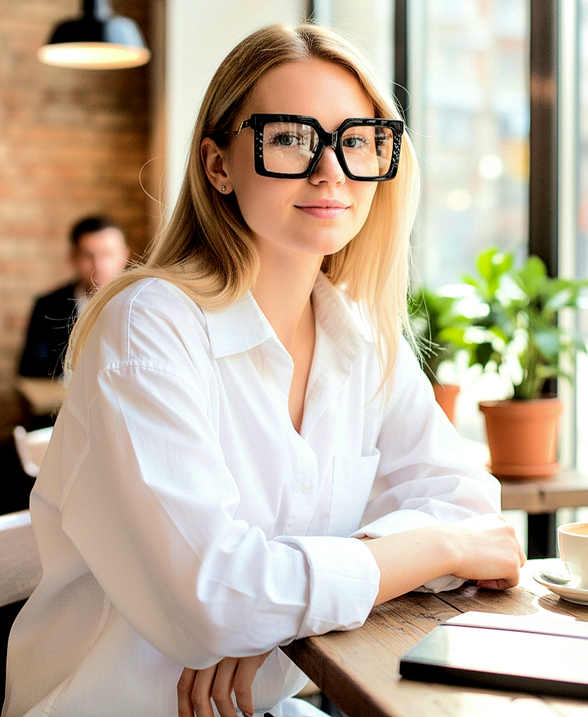 Oversized Bold Geometric Transparent Blue-Light Blocking Eyeglasses