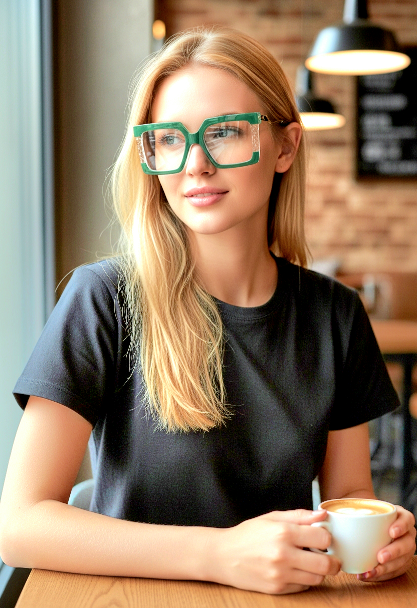 Oversized Bold Geometric Transparent Blue-Light Blocking Eyeglasses