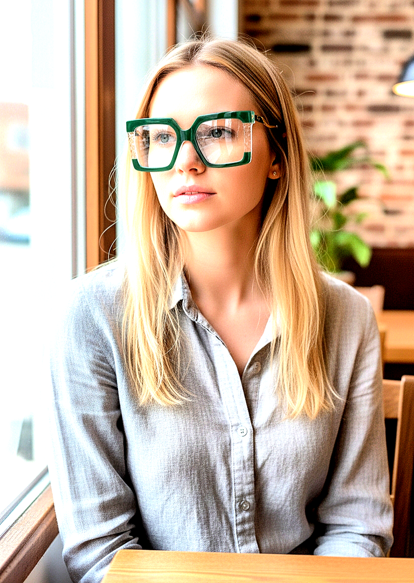 Oversized Bold Geometric Transparent Blue-Light Blocking Eyeglasses