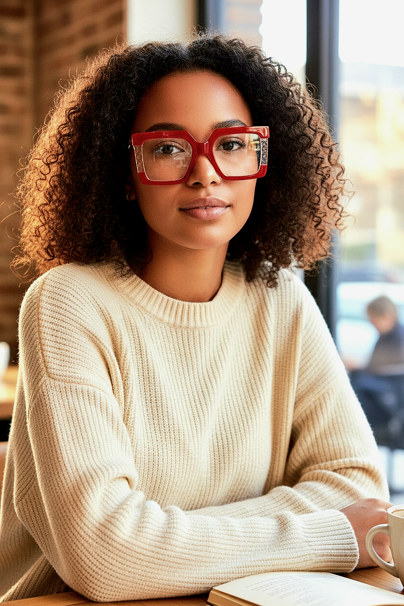 Oversized Bold Geometric Transparent Blue-Light Blocking Eyeglasses