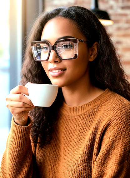 Oversized Bold Geometric Transparent Blue-Light Blocking Eyeglasses