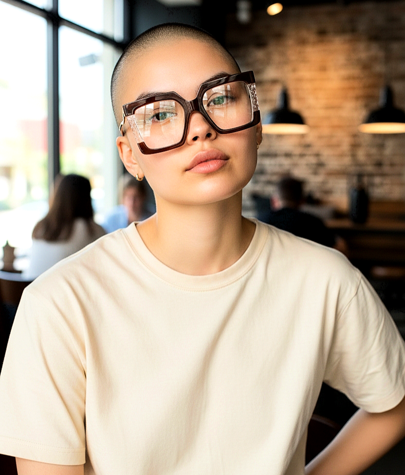 Oversized Bold Geometric Transparent Blue-Light Blocking Eyeglasses