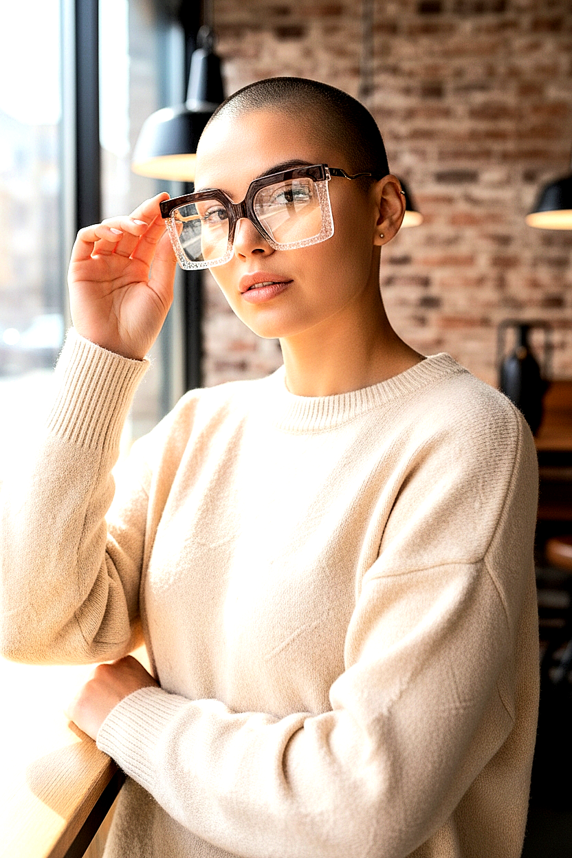 Oversized Bold Geometric Transparent Blue-Light Blocking Eyeglasses