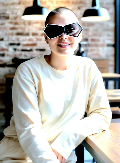 Black/White Polygonal Integrated Sunglasses