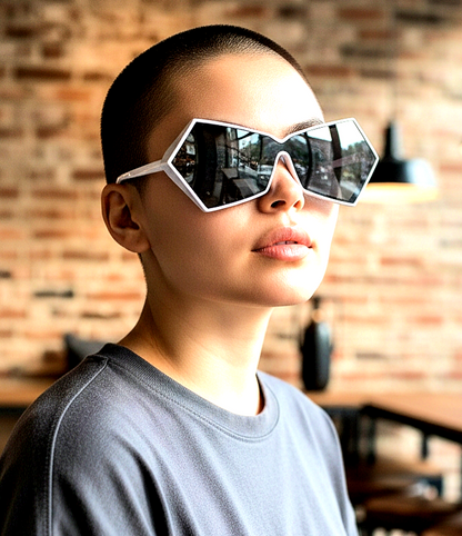 Black/White Polygonal Integrated Sunglasses