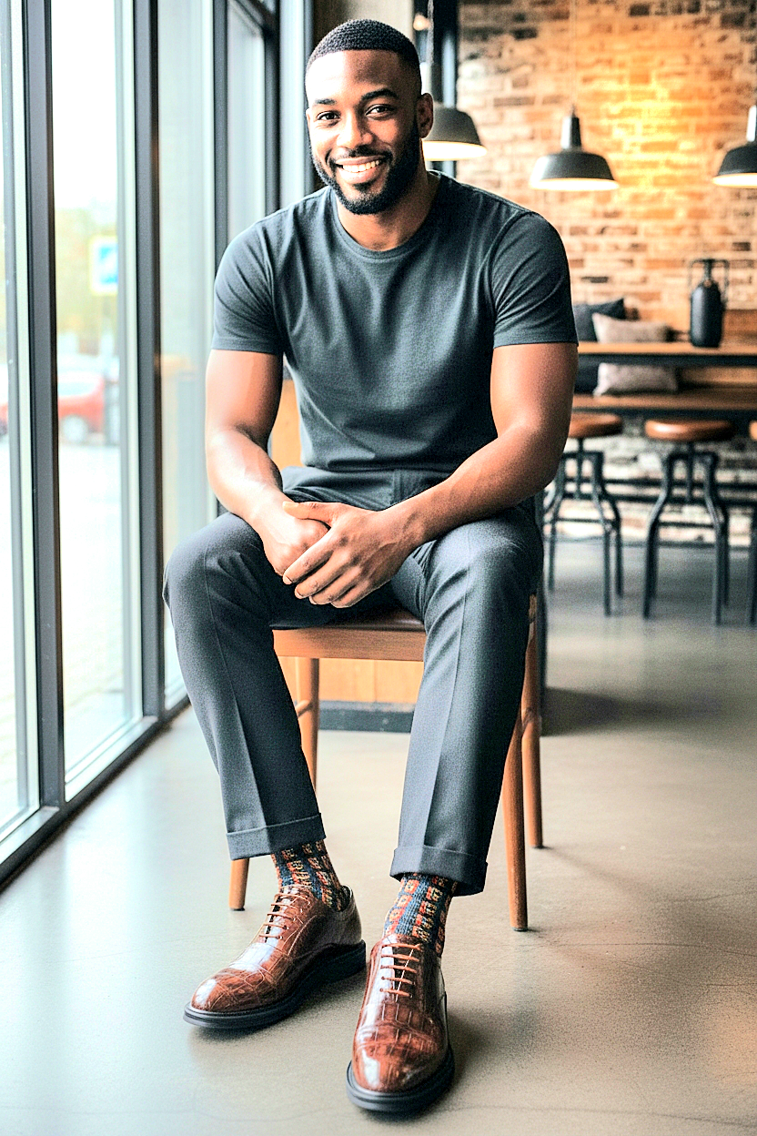 Oxfords Classic Lace-Up Leather Alligator Print Dressy Shoes