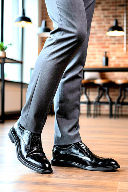 Oxfords Classic Lace-Up Leather Alligator Print Dressy Shoes