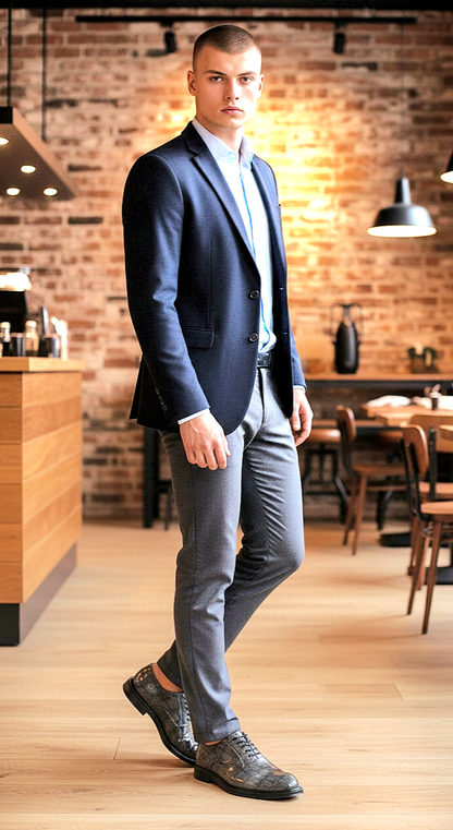 Oxfords Classic Lace-Up Leather Alligator Print Dressy Shoes