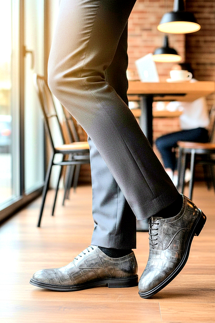 Oxfords Classic Lace-Up Leather Alligator Print Dressy Shoes