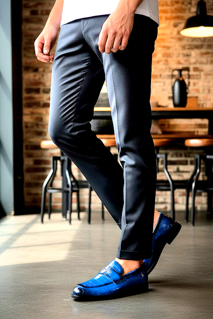 Oxfords Leather Crocodile-Embossed Loafers