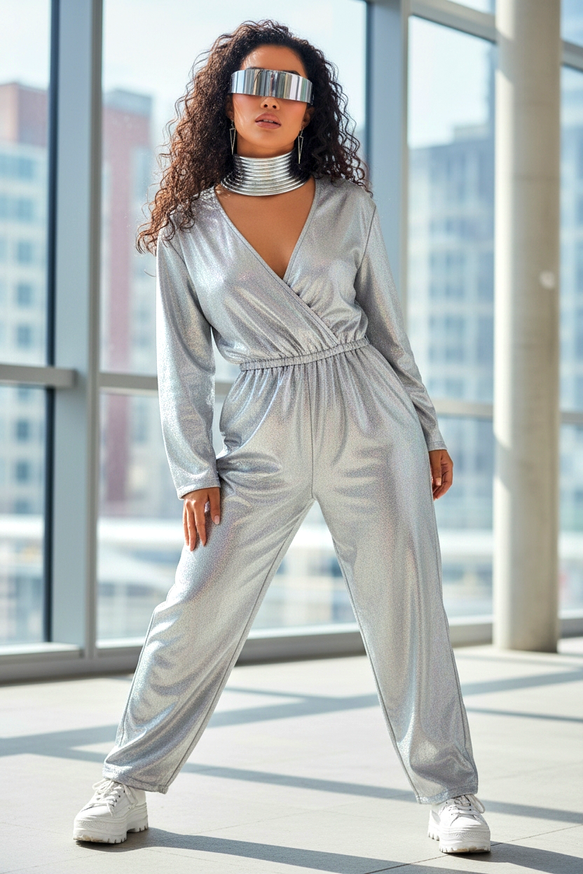 Shiny Reflective Futuristic Tech-Themed Eyeglasses