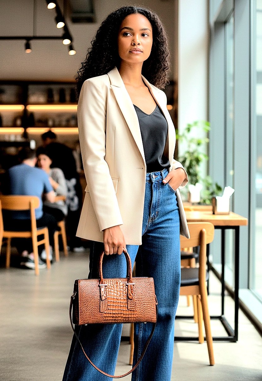 Luxury Alligator Textured Crossbody HandBag