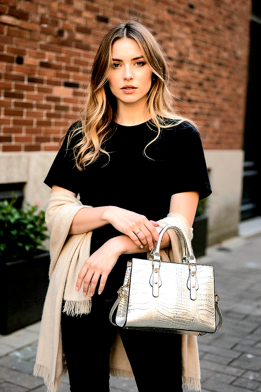 High-End Crocodile Tote Bag