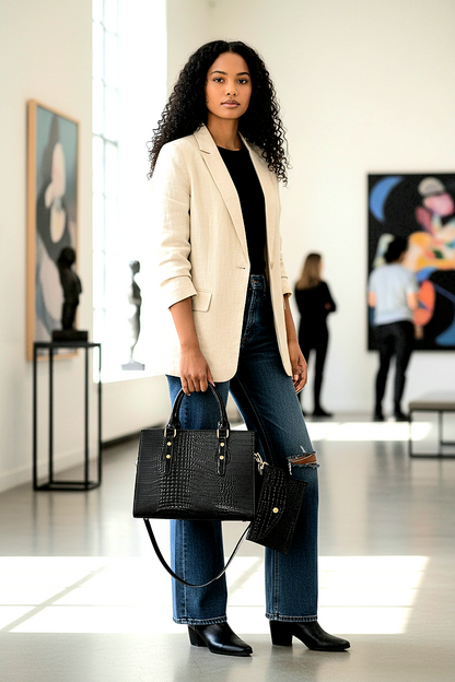 High-End Crocodile Tote Bag