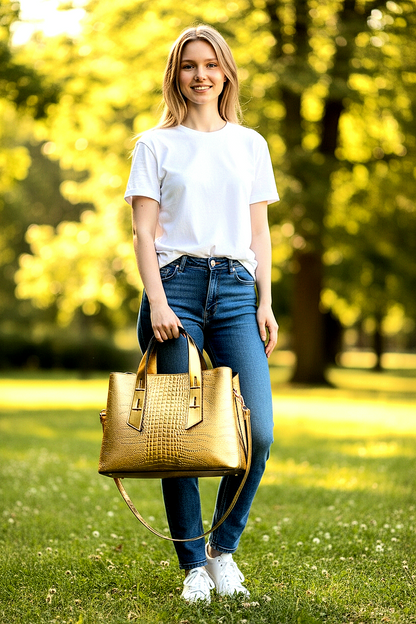 Stylish Crocodile Pattern Crossbody Bag