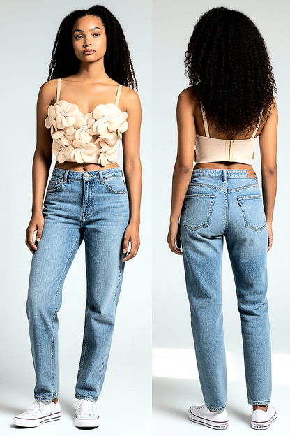 Rhinestone Floral-Boho Crop-Top
