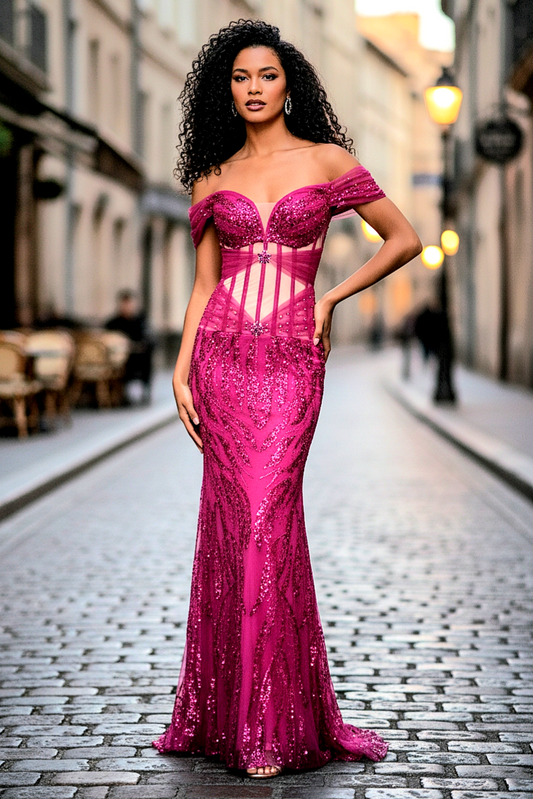Fishtail Fuschia Gown