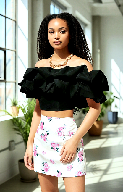 Off-Shoulder Ruffle Crop-Top