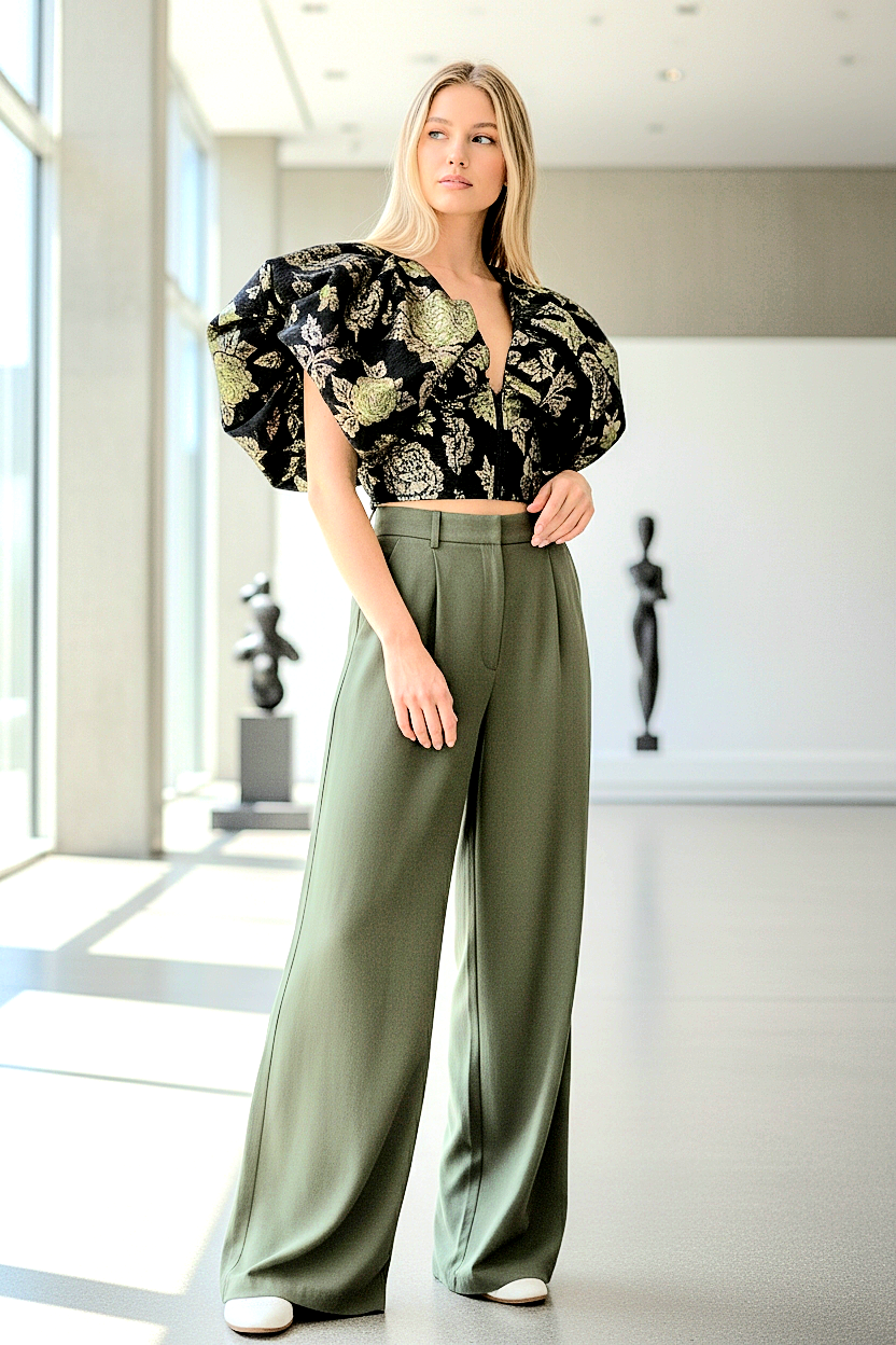 Elegant Batwing Sleeve Crop-Top