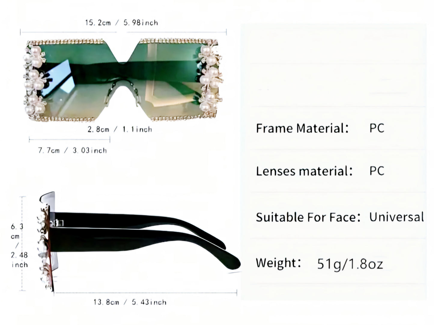 Square Elegant Floral Rimless Shades