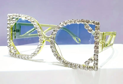 Luxury Square Rhinestone Gradient Shades