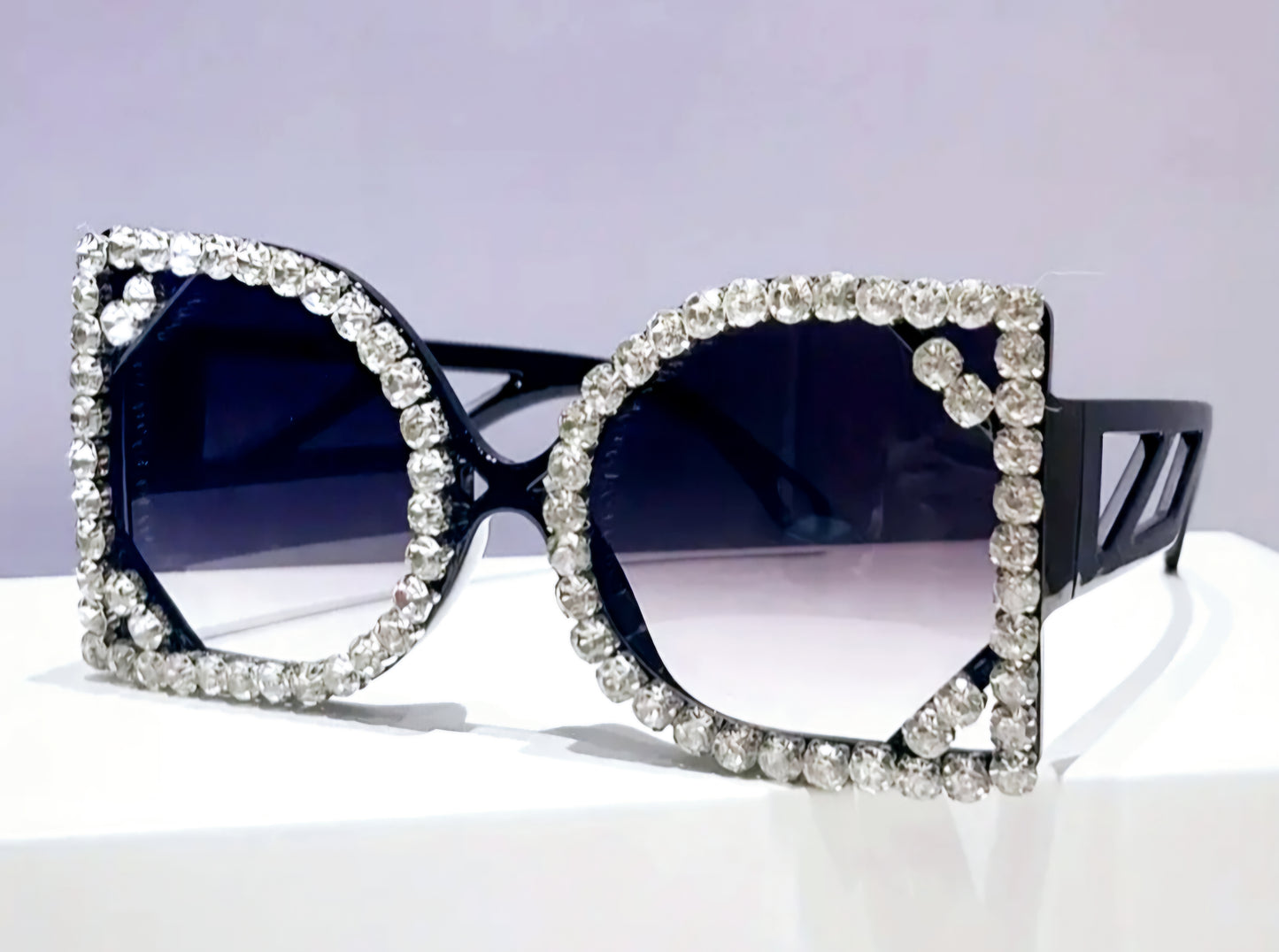 Luxury Square Rhinestone Gradient Shades