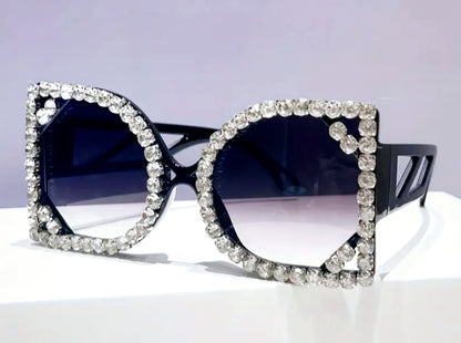 Luxury Square Rhinestone Gradient Shades