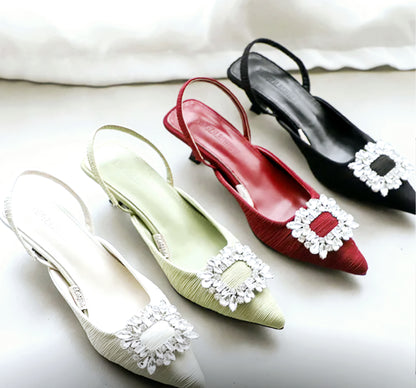 Elegant Sandals W/Crystal Buckle