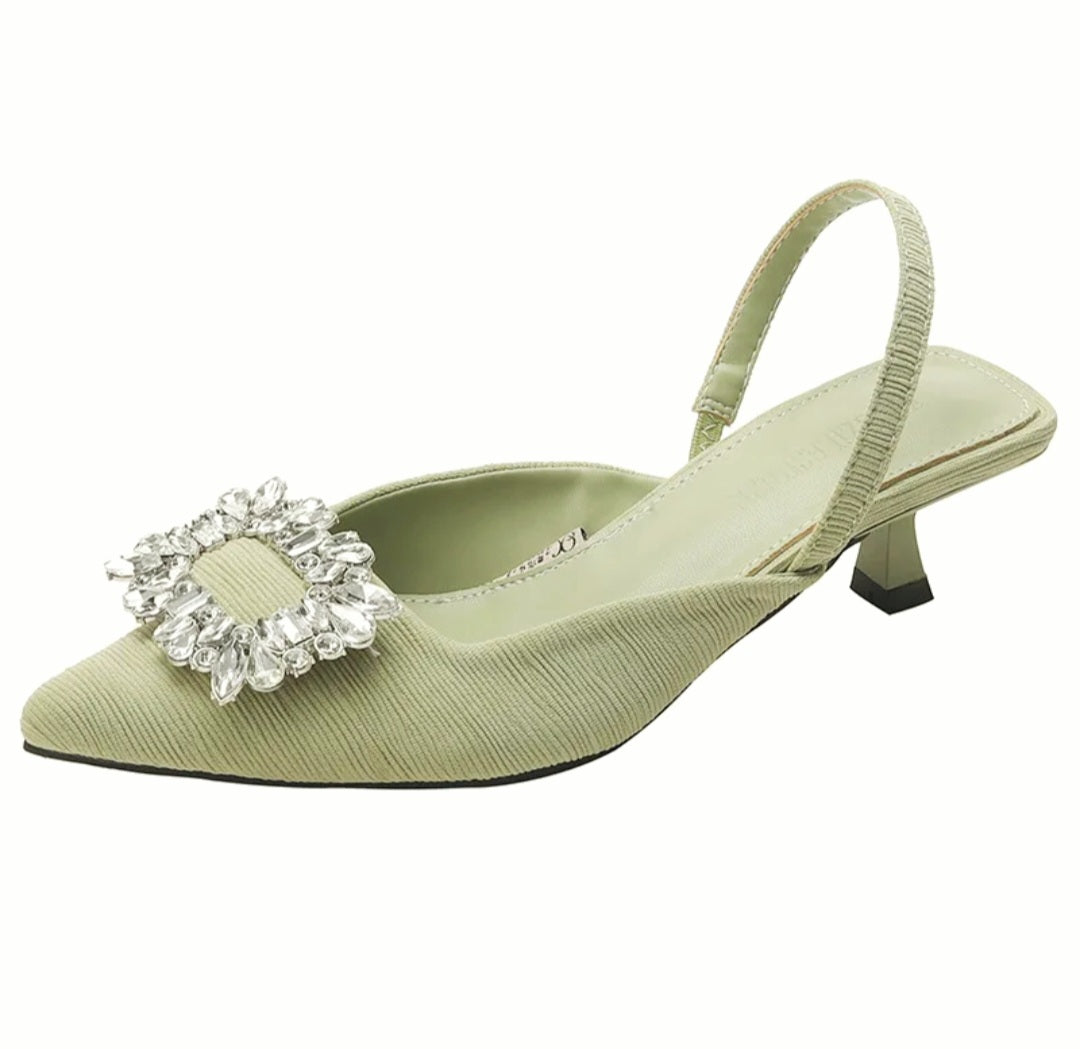 Elegant Sandals W/Crystal Buckle